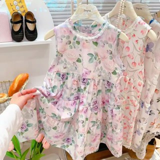 🎉🎉ชุดเดรสเด็กผู้หญิง แฟชั่นฤดูร้อน ลายดอกไม้สไตล์เกาหลี เหมา…