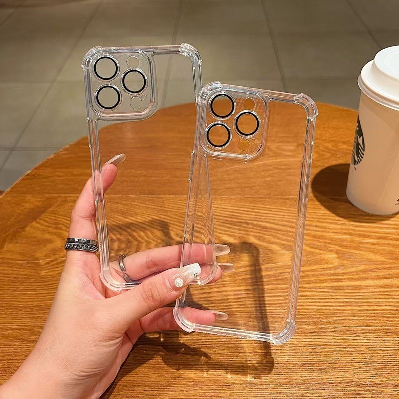 ปลอกสําหรับ iPhone 17 Air 17e 16e 15 14 13 12 11 Pro Max 7 8 Plus XR XS สี่มุม Anti Drop เคสโทรศัพท์โปร่งใสสําหรับ