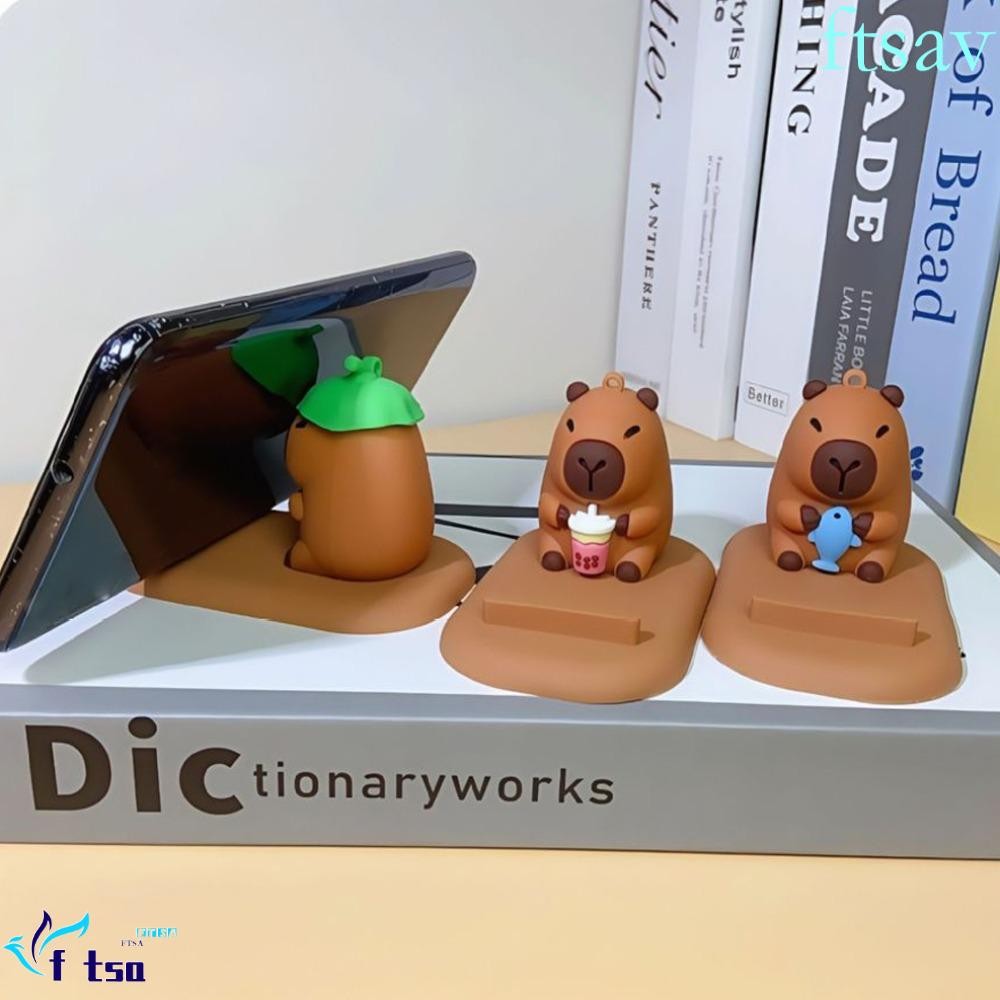 SWIFTSAVER Capybara ขาตั้งโทรศัพท์มือถือ, สนับสนุนเต่า Capybara ที่วาง, Capybara Action Figure การ์ตูน PVC ตุ๊กตารูป วงเล็บโทรศัพท์มือถืออุปกรณ์เสริมโทรศัพท์