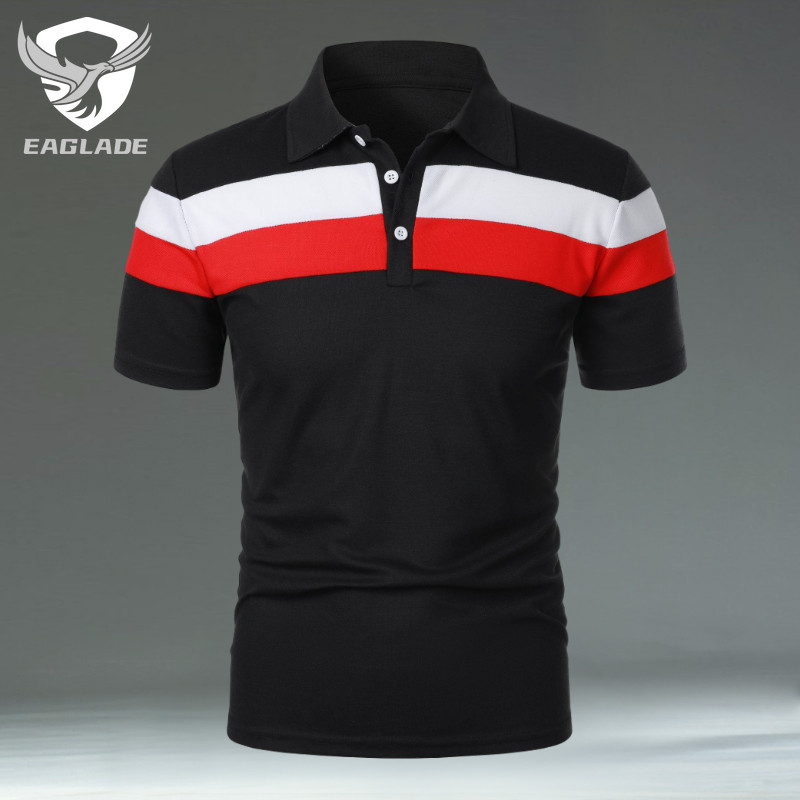 EAGLADE เสื้อยืดโปโลผู้ชายคอปกสําหรับ Man Breathable ZT122 สีดํา K11