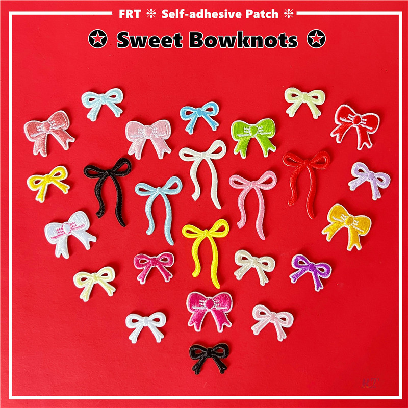 Ins Sweet Bowknots แผ่นแปะสติ๊กเกอร์มีกาวในตัว 1 ชิ้น DIY อุปกรณ์เสริมตกแต่งสำหรับเสื้อผ้าและกระเป๋า
