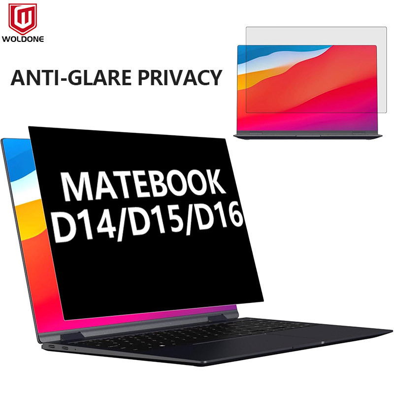 Huawei MateBook D14/D15/D16 & 14 (2021-2025) ตัวป้องกันหน้าจอความเป็นส่วนตัวป้องกันแสงสะท้อน - ฟิล์มกรองแสงสีฟ้าไฟฟ้าสถิตพร้อมกันรอยเกรดทหาร