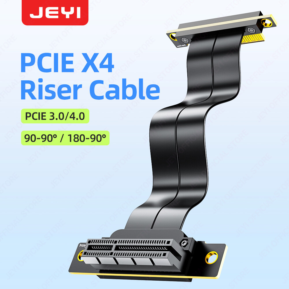 สายไรเซอร์ JEYI PCIe 4.0 X4, 90°-180° มุมต่อขยายสําหรับ NVMe SSD, Rig, การ์ดเครือข่าย, การ์ดจับภาพ