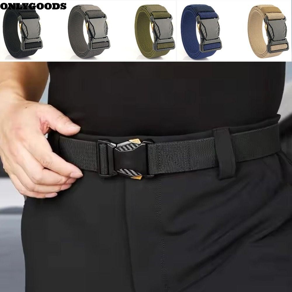 เฉพาะGOODS สายรัดเอวผู้ชาย Quick Release Nylon เข็มขัดผ้าใบทอสานเอว Band กีฬากลางแจ้ง