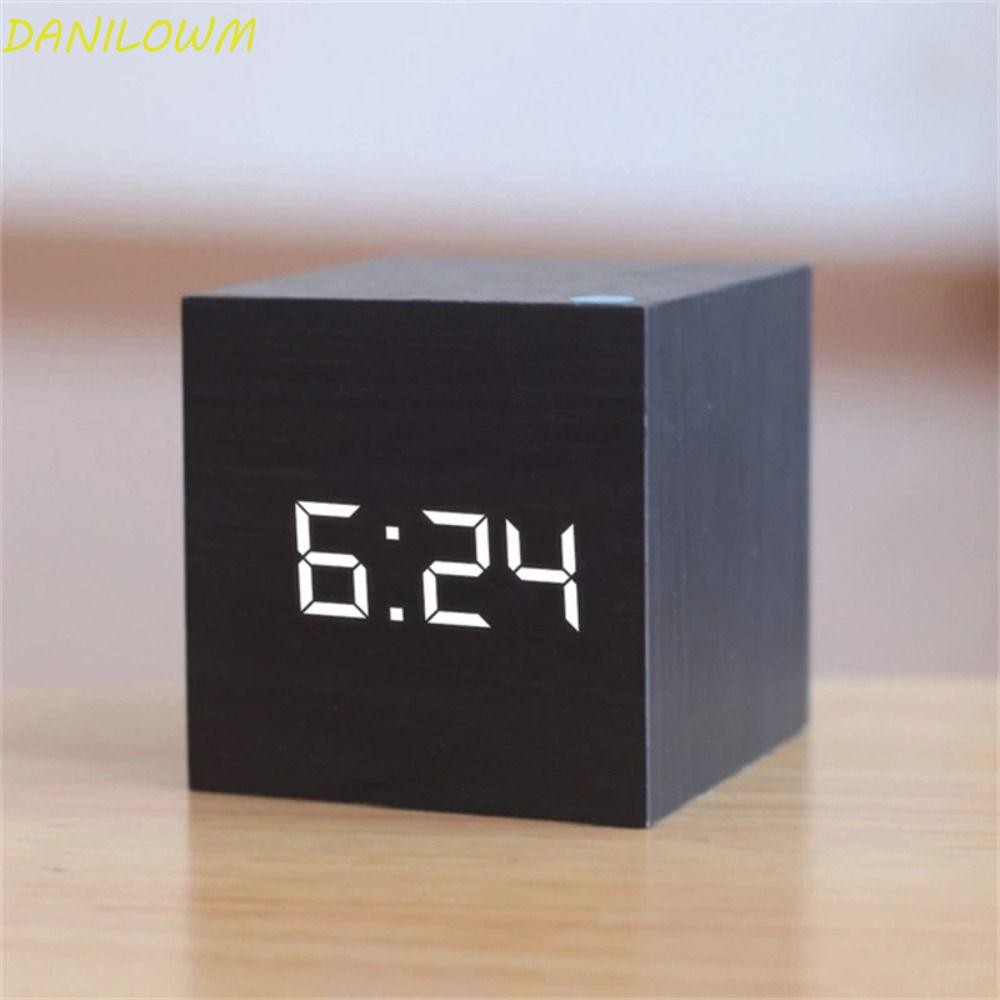 DANILOWM นาฬิกาเรืองแสง, Retro USB/AAA Powered Digital LED นาฬิกาปลุก,ตกแต่งโต๊ะแบบพกพามัลติฟังก์ชั่ไม้นาฬิกาตั้งโต๊ะโรงเรียน