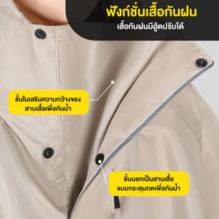 ชุดกันฝนอย่างดีหนาๆ ชุดกันฝนขี่มอเตอร์ไซค์ เสื้อกันฝนแบบชิ้นเดียว การออกแบบที่กว้างขึ้น ไม่เปียกง่าย