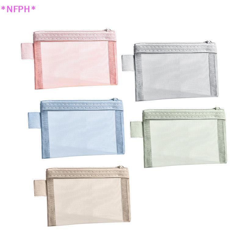 NFPH> 1ชิ้นแบบพกพาซิปตาข่ายถุงเก็บเหรียญกระเป๋าสี่เหลี่ยมเล็กๆตาข่ายกระเป๋าเหรียญการจัดเก็บการเดินทางพกกระเป๋าที่มีซิปใ