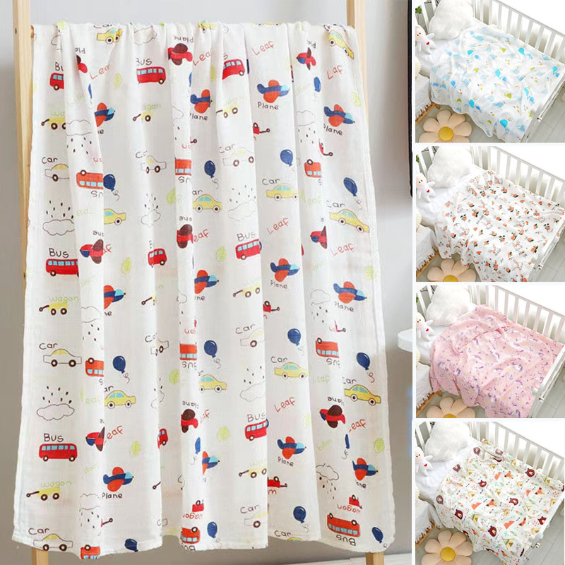 พร้อมส่ง ผ้าเช็ดตัวเด็กใยไผ่ 110x120cm ห่อตัวเด็ก ลายการ์ตูน เนื้อผ้านุ่ม คลุมให้นม