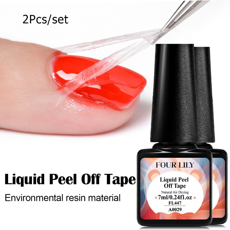 FOUR LILY 7ml ลอกออกได้ เลท็กซ์สำหรับเล็บ ногง เทปของเหลวป้องกันการ เจลเพื่อสีเล็บแห้งด้วยอากาศธรรมชาติ