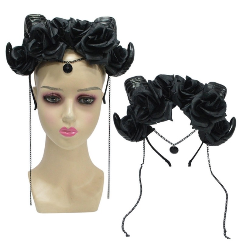 Cozy Devil Horn Headband Dark Rose เหมาะสําหรับงานปาร์ตี้ธีมและคอสเพลย์