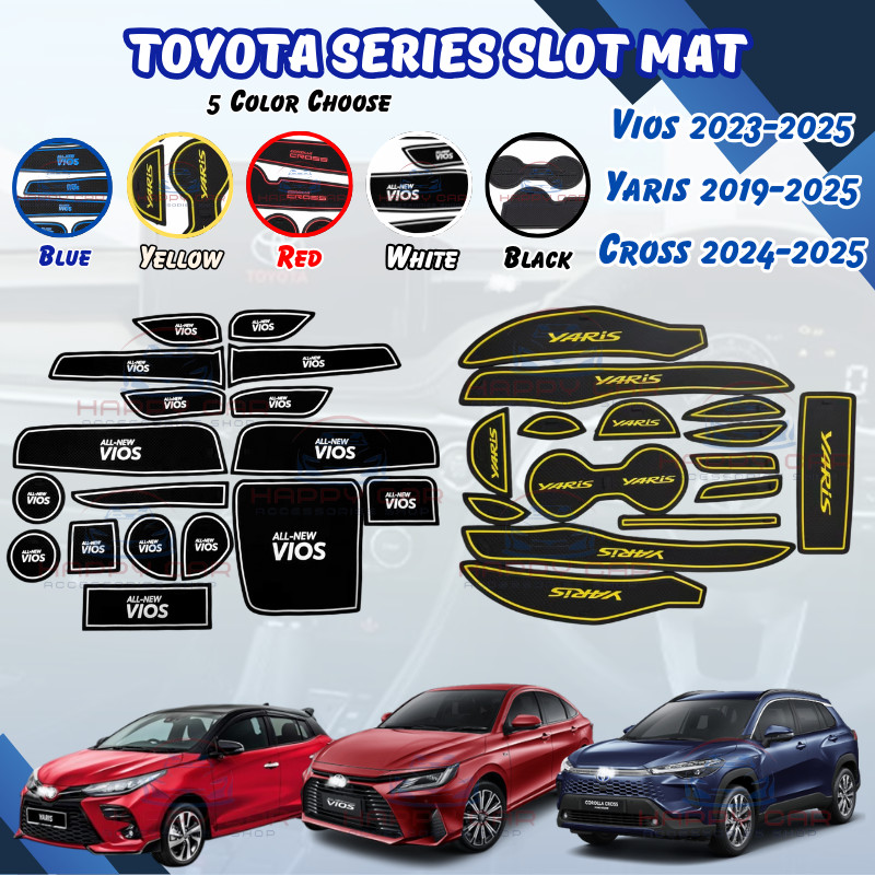 Toyota Series Vios Yaris Cross Slot Mat ภายในรถ Slot Mat Pad แผ่นกันลื่น