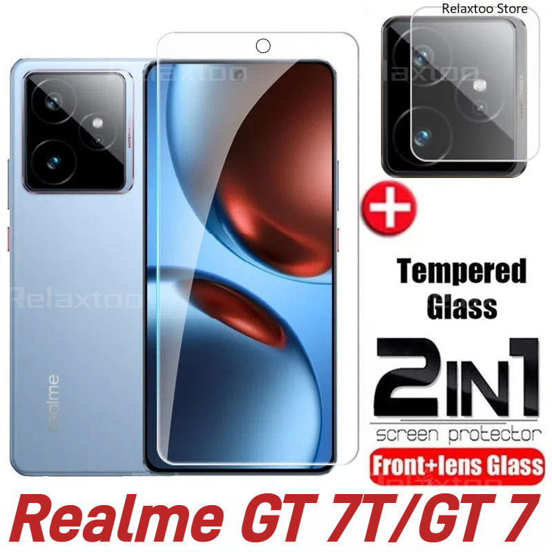 2in1 3Dโค้งกระจกนิรภัยสําหรับRealme GT 7 T 7T Gt7 Gt7T RealmeGt7T RealmeGt 7 7T RMX5061 5Gด้านหลังกล้องเลนส์ป้องกันหน้าจอกระจกป้องกันฟิล์ม