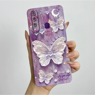 สําหรับ Huawei Y6P Y7P 2020 กรณีซิลิโคนความงามสวยผีเสื้อดอกไม้กันกระแทกสแควร์ Matte Soft TPU กันชนสําหรับ Huawei Y 6P Y 7P ปลอก