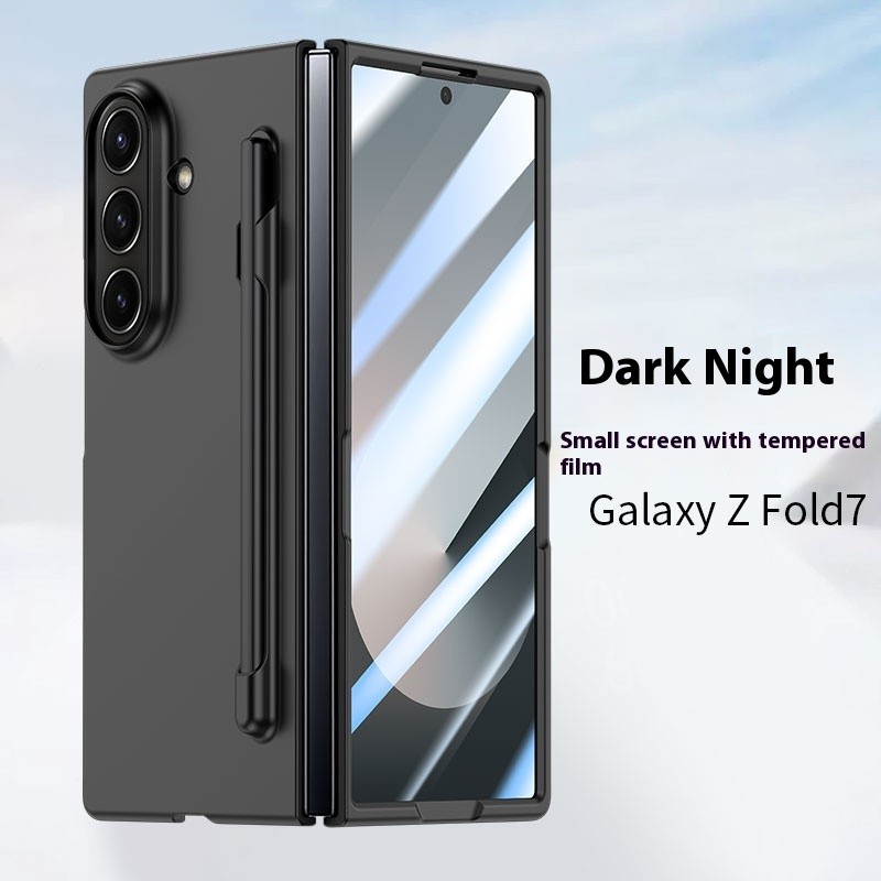 สำหรับ Samsung Galaxy Z Fold 7 เคสโทรศัพท์หรูหราแบบเคลือบด้านพร้อมปากกาสไตลัสและฟิล์มกระจกด้านหน้าสำหรับ Samsung Z Fold 6 5 4 3 ปกหลังกันกระแทกแข็ง