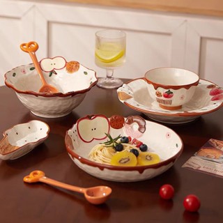 【พร้อมส่ง】การออกแบบไอศกรีมสุดน่ารัก ชามและจานเซรามิค จานอาหา…