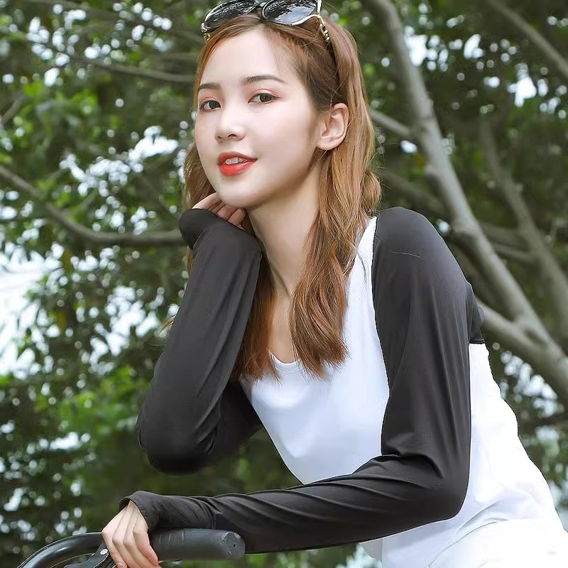 ​แขนกันแดดผ้าเย็นสบาย แขนยาวถึงข้อมือ ใส่ขี่จักรยานหรือเดินเล่น วัสดุโพลีเอสเตอร์ทนทาน​ - รูปที่ 4