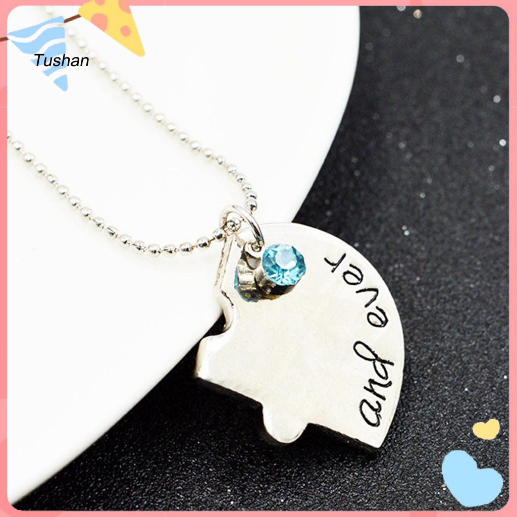 [Ts] 4 ชิ้น/เซ็ตสร้อยคอจี้ Rhinestone ฝังเครื่องประดับรูปหัวใจ Best Friends Forever และ Ever BFF จี้