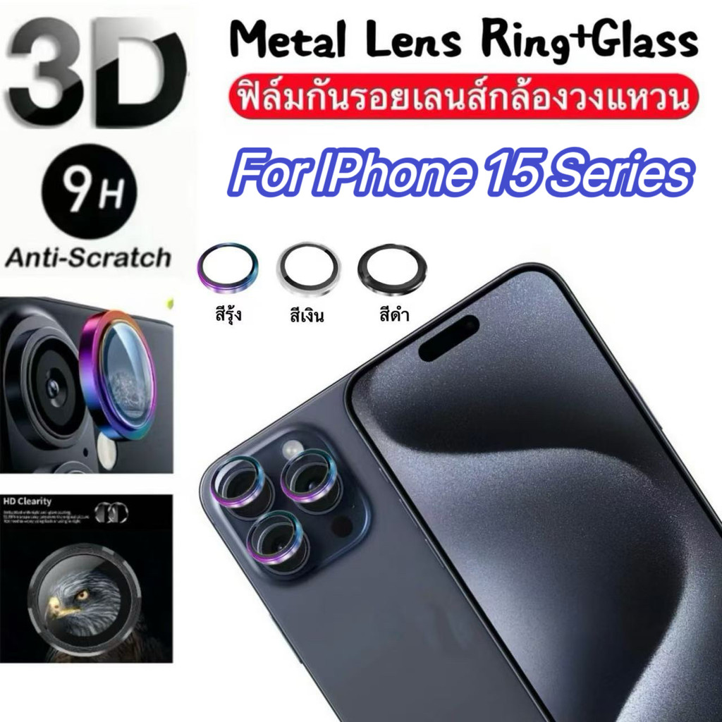 พร้อมส่ง ฟิล์มเลนส์กล้อง สำหรับ lPhone 15Pro Max 15Pro 15Plus 15 คุณภาพระดับพรีเมียม ป้องกันรอยขีดข่