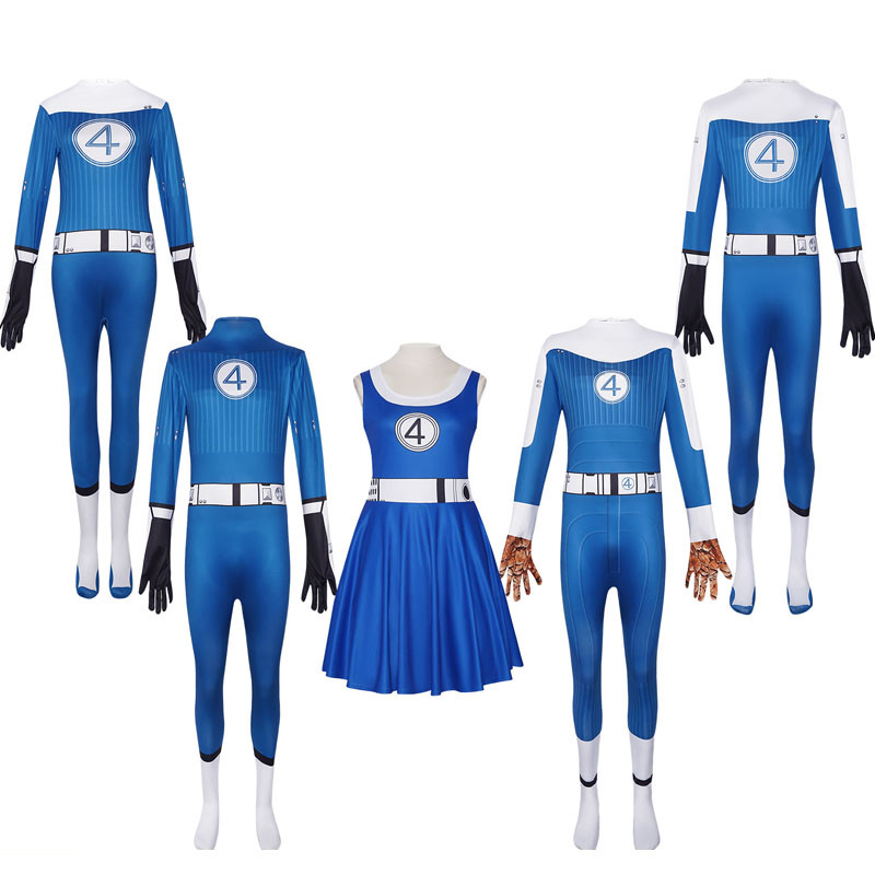 ผู้ใหญ่ผู้ชายภาพยนตร์ Fantastic Four คอสเพลย์เครื่องแต่งกาย Superhero Zentai Party บอดี้สูท Jumpsuit