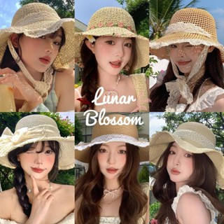 Lunar Blossom🔅🔅ซีรีส์หมวกฟางใหม่ หมวกฟางลูกไม้ชายหาด👒👒 ตกแต่…