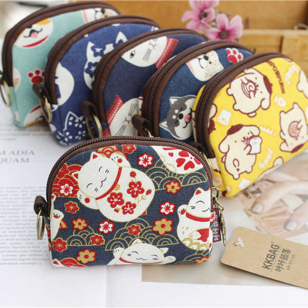 Miss_J พร้อมส่งจากกทม🎀กระเป๋าผ้าแคนวาสใบเล็กน่ารัก กระเป๋าใส่เหรียญขนาดเล็กแบบถือด้วยมือสำหรับผู้หญิง กระเป๋าผ้าแบบพกพาสำหรับนักเรียน กระเป๋าผ้าสำหรับใส่เหรียญและบัตร