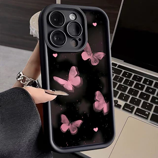 ผีเสื้อสีชมพู สําหรับ OPPO A3s A16 A38 A18 A7 A5s A58 A17K A12 A17 A78 A77 A57 A15 A16K A60 A5 A9 A53 A54 Reno 5 13 เคส