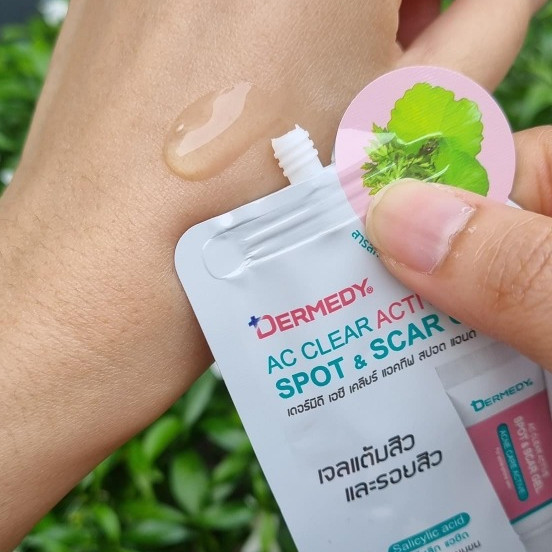 เจลแต้มสิว เดอร์มีดี เอซี เคลียร์ สการ์ เจล DERMEDY AC CLEAR ACTIVE SPOT & SCAR GEL ขนาด 5g. / ซอง - รูปที่ 2