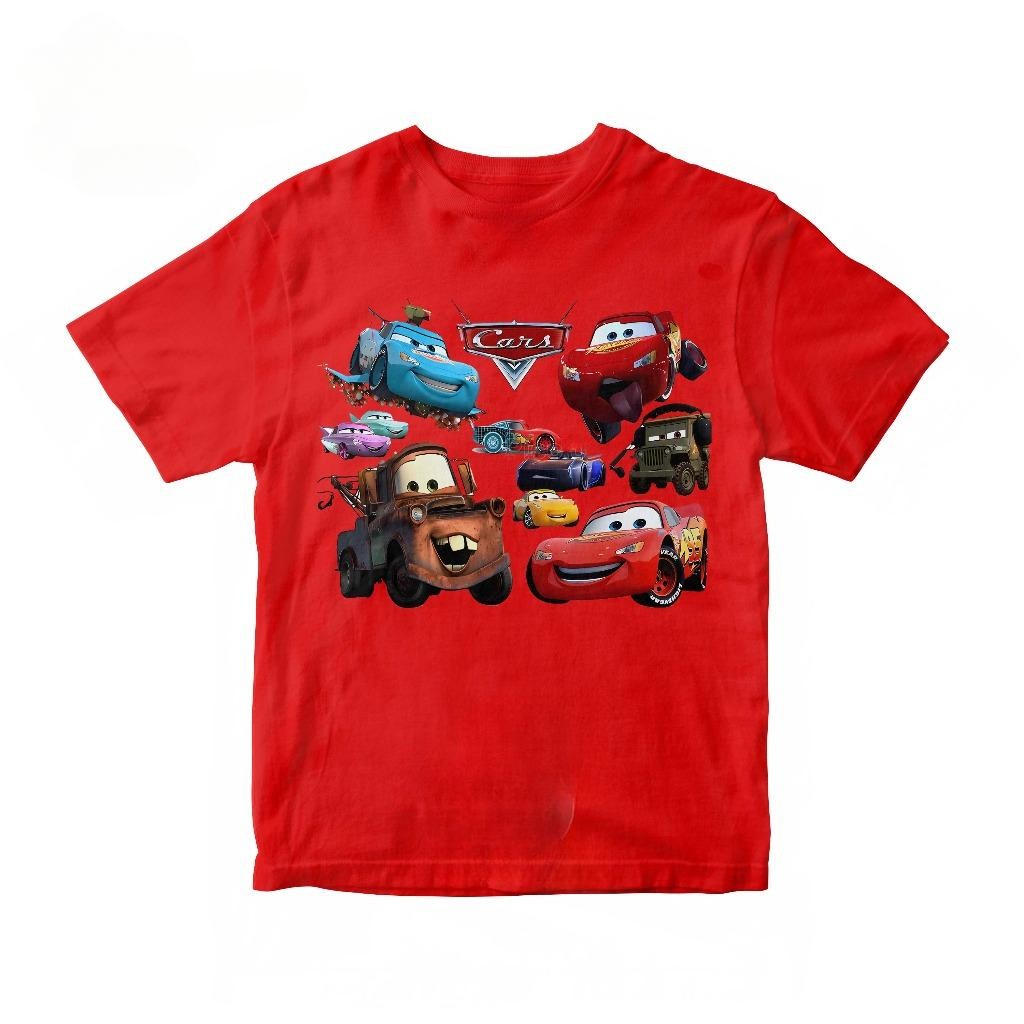 เสื้อยืดเด็ก เสื้อยืดแขนสั้นเด็กผู้ชาย แฟชั่นสําหรับเด็ก เสื้อยืดลาย Lightning McQueen CARS สีแดง มีทุกไซส์ ผ้าฝ้าย 100%