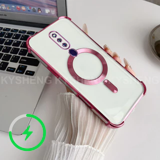 เคสสําหรับเคสโทรศัพท์ OPPO F11 PRO TPU ชาร์จแม่เหล็กสี่มุมป้องกันการตกนิ่มโปร่งใส WBQ