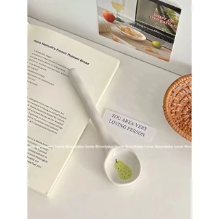 ช้อนเซรามิก insช้อนรูปแบบลิ้น🍐 ช้อนไอศกรีม ช้อนขนมหวาน พร้อมส่ง