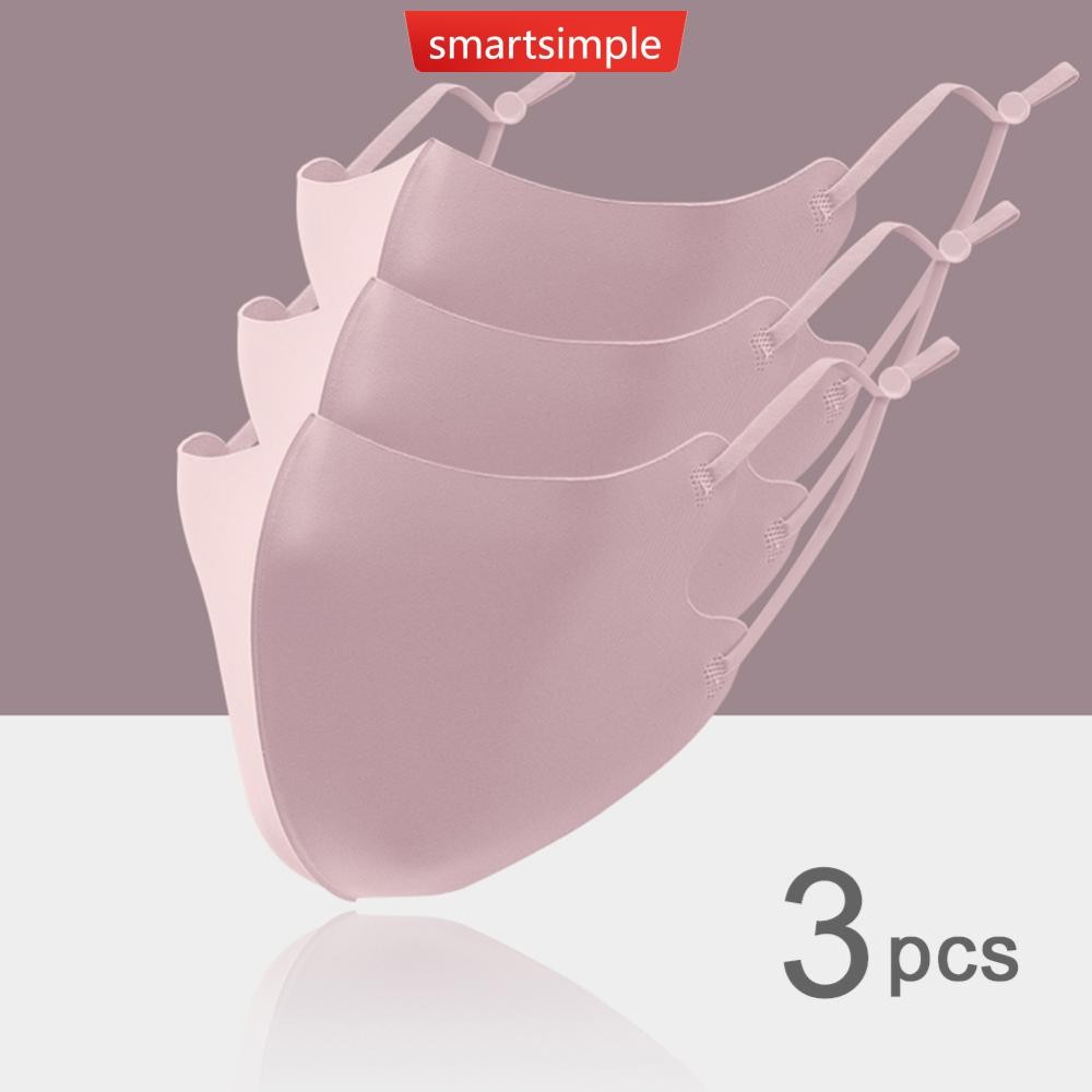 SMARTSIMPLE ชุดหน้ากากผ้าไหมน้ำแข็ง 3 ชิ้น ล้างทำความสะอาดได้ ป้องกันฝุ่น PM2.5 สำหรับผู้ใหญ่ M9P9