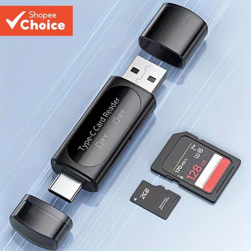 เครื่องอ่านการ์ด Type C USB Dual Port TF SD Card Reader การถ่ายโอนข้อมูล 5Gbps สําหรับโทรศัพท์แล็ปท็อปแท็บเล็ต