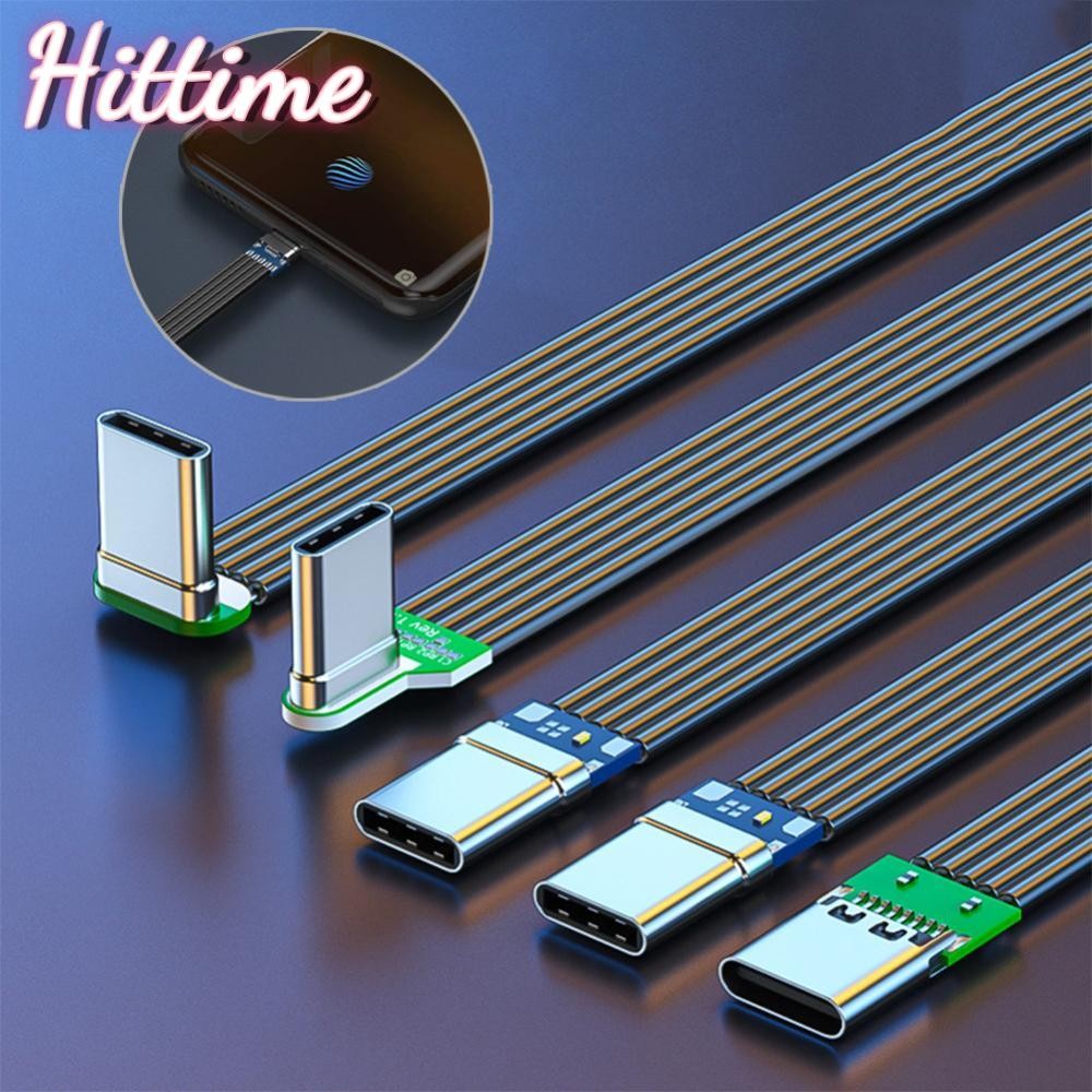 HITTIME ยืดหยุ่นแบนซิลิโคน USB C ถึง USB C สายซ้าย/มุมขวาสําหรับโทรศัพท์กล้อง 65W Fast Charging 2.0 