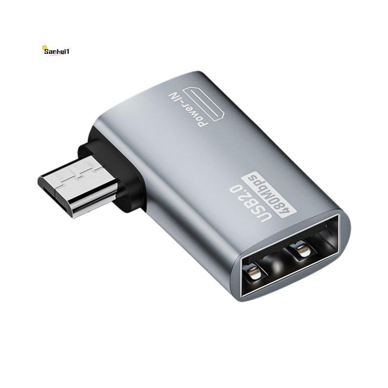 อะแดปเตอร์สายเคเบิล Power Suimed Micro-USB เป็น USB พร้อมการออกแบบมุม เหมาะสําหรับแท็บเล็ต, ทีวี (ซ้าย)