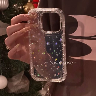 Huiwanju ใช้กับเคสโทรศัพท์มือถือ iPhone16promax 15 ใหม่ iphone14 เลเซอร์ดาว 13promax กลิตเตอร์ 12 อะคริลิค 11pro ผู้หญิง 16plus เพชรเต็มดาวป้องกันการตก 16E เคสป้องกัน