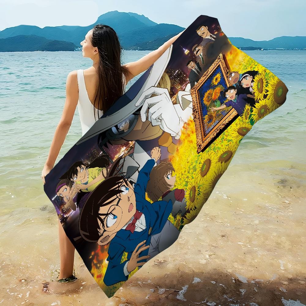 อะนิเมะนักสืบโคนันไมโครไฟเบอร์ขนาดใหญ่ผ้าขนหนูชายหาดแห้งเร็วผ้าขนหนูทรายผ้าขนหนูชายหาดสระว่ายน้ําผ้าขนหนูสําหรับเดินทางสระว่ายน้ําโยคะ