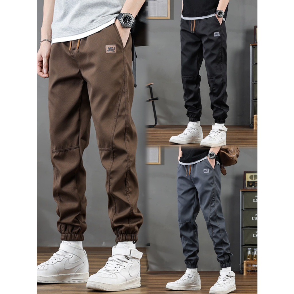 ขนาด M-5XL # ผู้ชาย กางเกงขายาว ผ้าฝ้าย ขาตรง ปักลายสวยงาม กางเกงแฟชั่น สไตล์เกาหลี เอวยืด สวมใส่สบาย