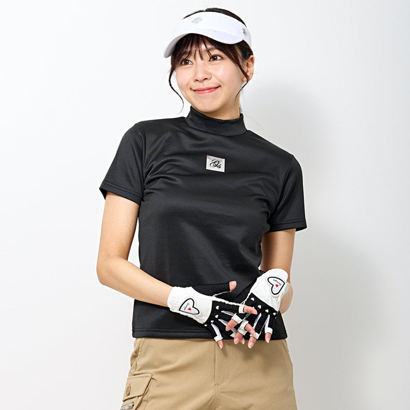 gs GOLF เสื้อโปโลหญิงคอ Mock Neck แขนสั้น ผ้ายืด ปักโลโก้เงินด้วยระบบ High-Frequency (ฤดูใบไม้ผลิ/ร้