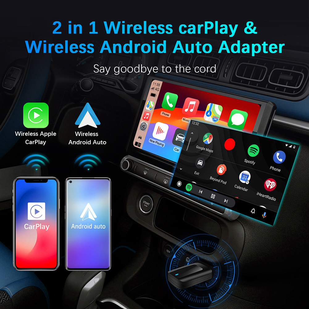 Wired To Wireless Carplay & Android Auto Smart Mini Box 2.4/5G WiFi Mini Adapter Bluetooth-Compatibl