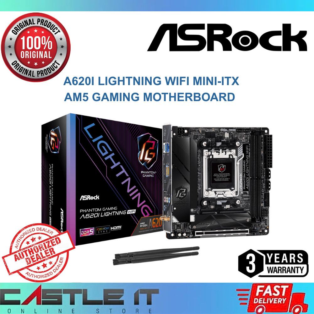 ASRock A620I Lightning WiFi Mini-ITX AM5 เมนบอร์ดสําหรับเล่นเกม