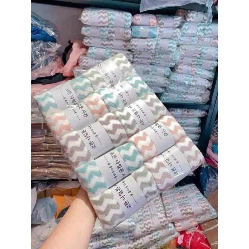 COMBO 02 LOTS ผ้าขนหนูเช็ดหน้าเกาหลี 10 ชิ้นผสมสีสุ่ม m82