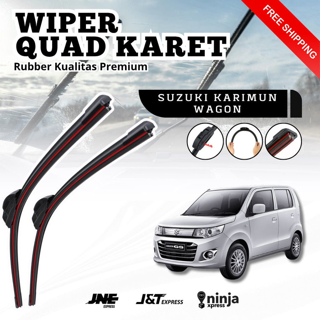 Quad Blade Wiper 4 ยาง 1 ชุด 2 ชิ้นซ้ายขวาสําหรับรถยนต์ Suzuki Karimun Wagon R