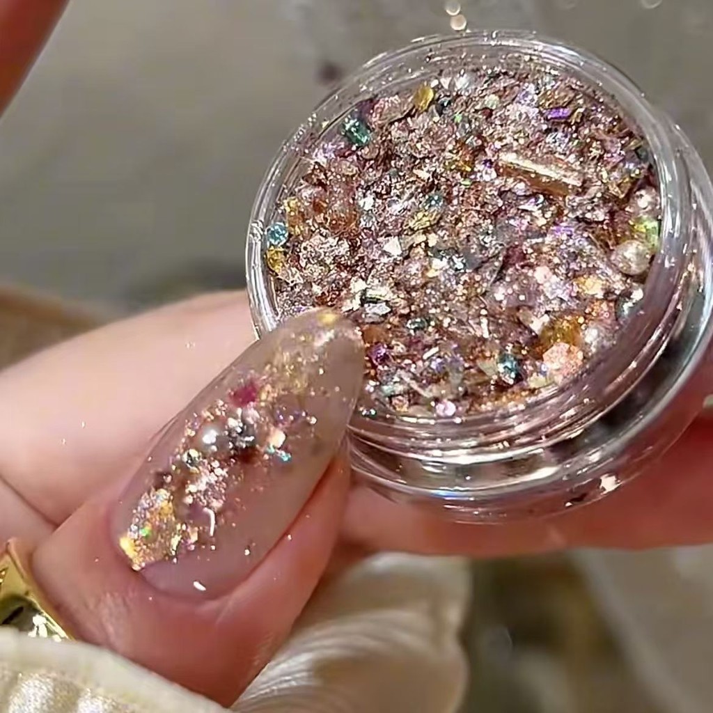 Self-Adjusting Strobe ผสม Glitter เลื่อมโพลาไรซ์กรวดเพิร์ลแต่งเล็บอุปกรณ์เสริมขนาดเล็ก Phototherapy เล็บ