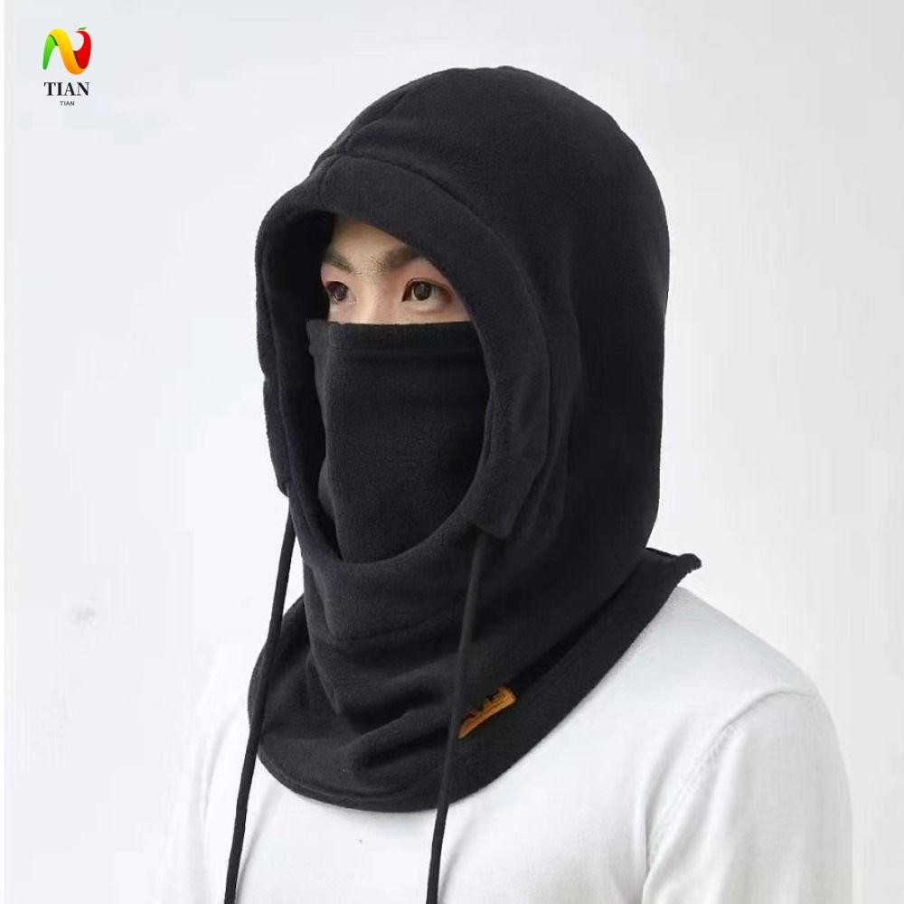 INQUIRY IMPACT หน้ากาก Hood Beanies, Drawstring สีทึบขนแกะ Balaclava หมวก, Casual Windproof หนาคออุ่