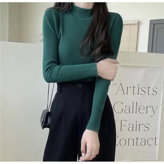 🧶🧵MKL🧵🧶 เสื้อไหมพรม คอเต่า แขนยาว ผ้ายืดตามตัวใส่สบาย สไตล์เกาหลี ✨(มี10สี) #626