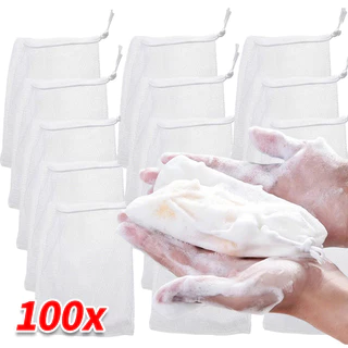 20/50/100 ชิ้น Facial Cleanser Foaming ถุงตาข่าย - ที่เก็บสบู่ Drawstring Pouches อุปกรณ์ห้องน้ํา