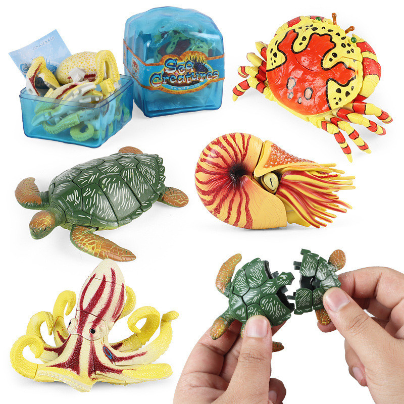 จําลองสัตว์ทะเล 4D เย็บสามมิติรุ่น Parrot Snail Octopus Shark Whale ปู Seahorse Clownfish