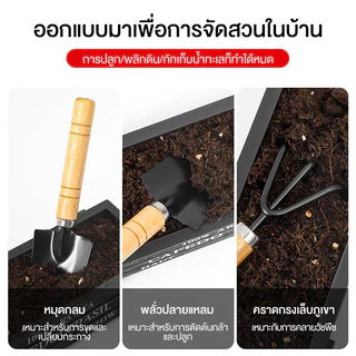 อุปกรณ์ทำสวนจิ๋ว พรวนดินเหล็ก ชุดมินิ จำนวน 3ชิ้น ชุดทำสวนจิ๋ว อุปกรณ์เพาะปลูกขนาดเล็ก พลั่วขุดดิน พกพาสะดวก