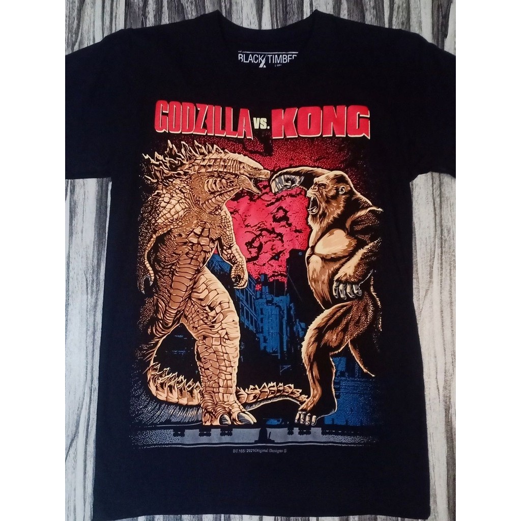Bt165 Godzilla Vs King Kong Limited Movie Fan Art Collectors Edition เสื้อยืด Black Timber