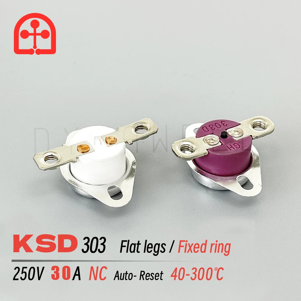 KSD303 301 30A 250V 40 95 100 150 300 เซรามิค Bimetal ควบคุมอุณหภูมิสวิทช์ M4 สกรูรู